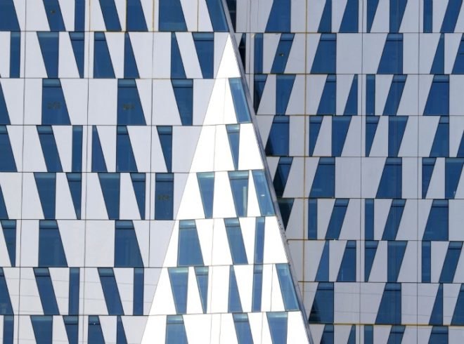 Bella Sky Hotel, 3xn, denmark, copenhagen, leaning towers, high performance facade