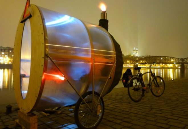 Bicycle Sauna Kolonok, H3T Architects, mobile bike sauna, prague, biking, sauna,