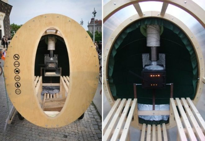 Bicycle Sauna Kolonok, H3T Architects, mobile bike sauna, prague, biking, sauna,