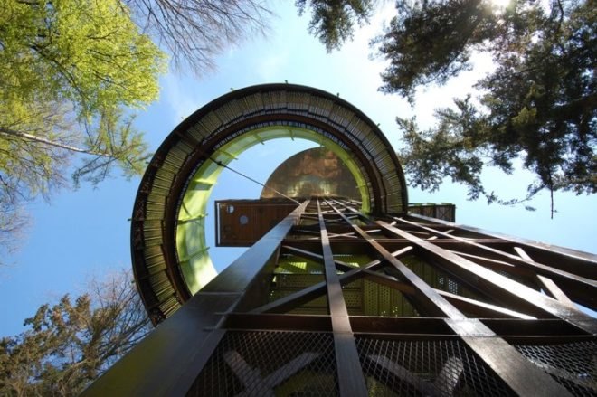 bird house walls, dutch lookout tower, eco observation tower, English stairs, forest lookout tower, net floor, Netherlands lookout tower, playful tower design, Schovenhorst Country Estate, SeARCH Architects, wooded overlook tower