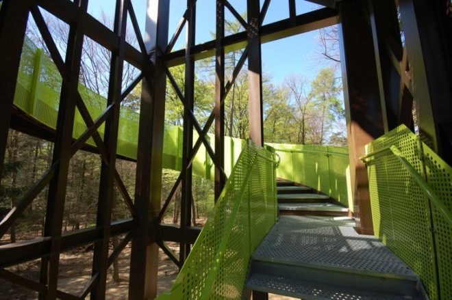 bird house walls, dutch lookout tower, eco observation tower, English stairs, forest lookout tower, net floor, Netherlands lookout tower, playful tower design, Schovenhorst Country Estate, SeARCH Architects, wooded overlook tower