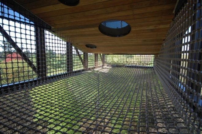 bird house walls, dutch lookout tower, eco observation tower, English stairs, forest lookout tower, net floor, Netherlands lookout tower, playful tower design, Schovenhorst Country Estate, SeARCH Architects, wooded overlook tower