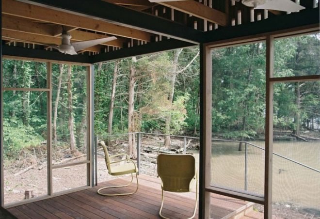 Sander Pace Architecture, eco retreat, solar powered retreat, eco cabin, off grid retreat,rainwater catchement, green cabin, retreat cabin, ceader modern facade, Tennessee green building,