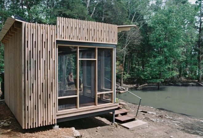 Sander Pace Architecture, eco retreat, solar powered retreat, eco cabin, off grid retreat,rainwater catchement, green cabin, retreat cabin, ceader modern facade, Tennessee green building,