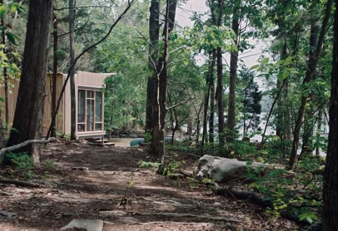 Sander Pace Architecture, eco retreat, solar powered retreat, eco cabin, off grid retreat,rainwater catchement, green cabin, retreat cabin, ceader modern facade, Tennessee green building,