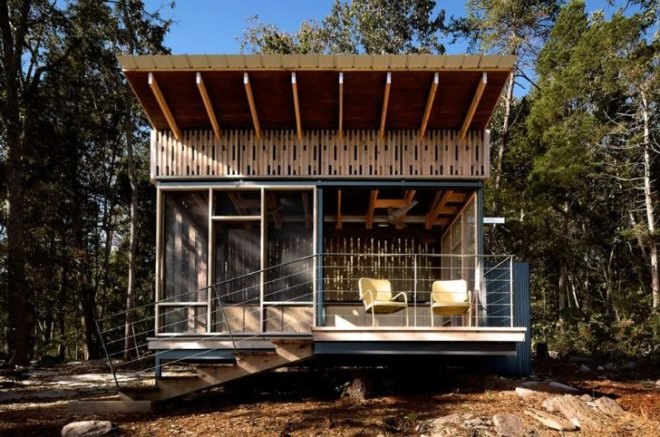 Sander Pace Architecture, eco retreat, solar powered retreat, eco cabin, off grid retreat,rainwater catchement, green cabin, retreat cabin, ceader modern facade, Tennessee green building,