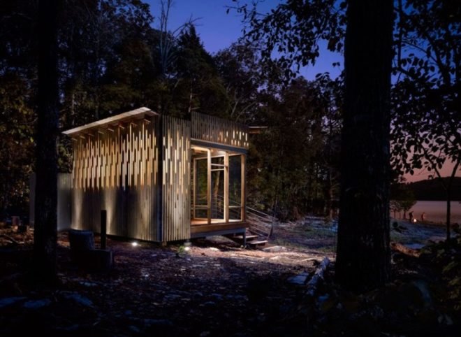 Sander Pace Architecture, eco retreat, solar powered retreat, eco cabin, off grid retreat,rainwater catchement, green cabin, retreat cabin, ceader modern facade, Tennessee green building,