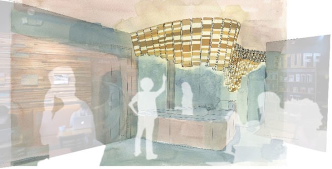 Grit Tank, Double Overhead, Roast Coffee Co., Green Lighting, Sustainable Lighting, Eco Lighting, green lamps, eco lamps, eco friendly lighting, wave lamp, coffee shop lamp