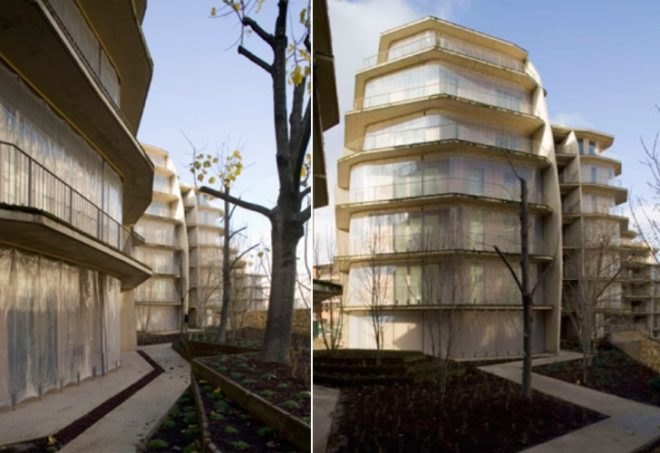 Jakob + Macfarlane, Urban green design, setback design, apartment green house, Jakob + Macfarlane, Paris green building, eco apartment, green apartment, solar thermal facade, solar drape, Paris green space, solar thermal water apartment,