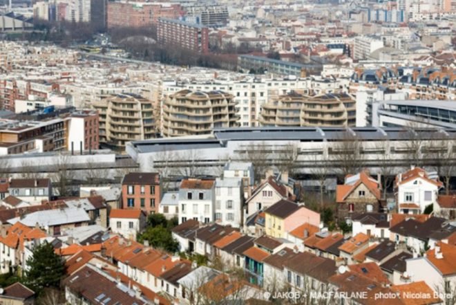 Jakob + Macfarlane, Urban green design, setback design, apartment green house, Jakob + Macfarlane, Paris green building, eco apartment, green apartment, solar thermal facade, solar drape, Paris green space, solar thermal water apartment,