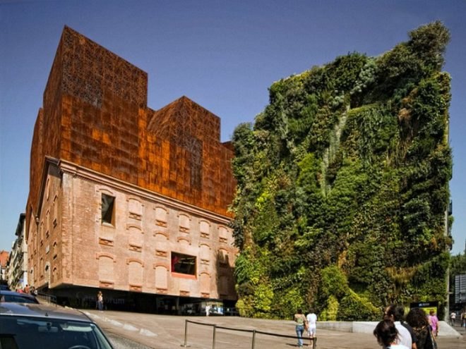 Herzog & de Meuron, CaixaForum, Madrid, green renovation, patrick blanc, living wall, art museum