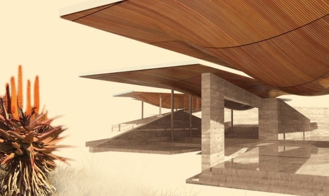 Africa green building, eco center, evaporative cooling, Karoo desert, Karoo Wilderness Center, passive cooling, south africa architecture, South Africa environmental center, water catchment
