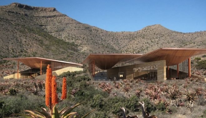 Africa green building, eco center, evaporative cooling, Karoo desert, Karoo Wilderness Center, passive cooling, south africa architecture, South Africa environmental center, water catchment