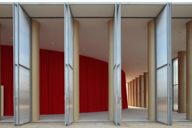 L'aquila Paper Concert Hall, Shigeru Ban, temporary concert hall, earthquake, japan, italy, paper tube architecture