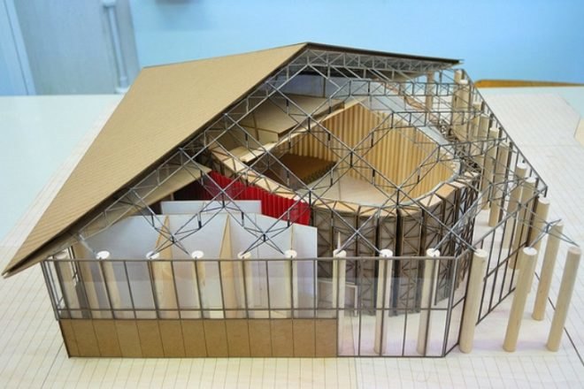 L'aquila Paper Concert Hall, Shigeru Ban, temporary concert hall, earthquake, japan, italy, paper tube architecture