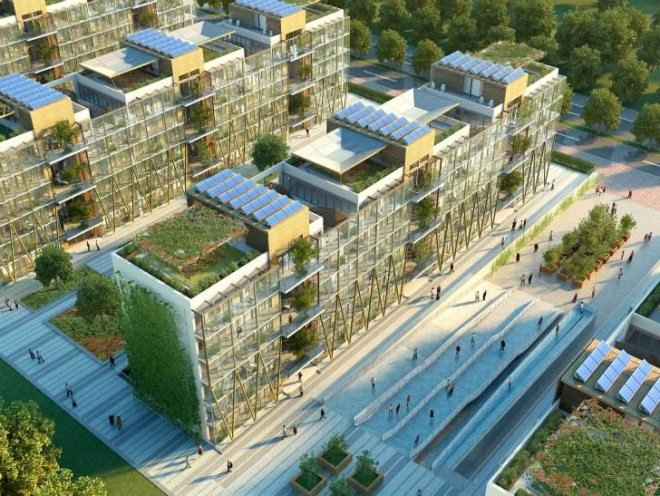 Nanjing Eco Housing, BDP, nanjing, eco residences, living wall, triple glazing, solar power