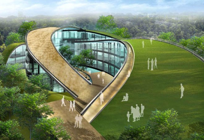 Green Roof Art School, CPG Consultants, School of Art, Design and Media, Nanyang Technological University, Singapore, architecture, eco design, green roof
