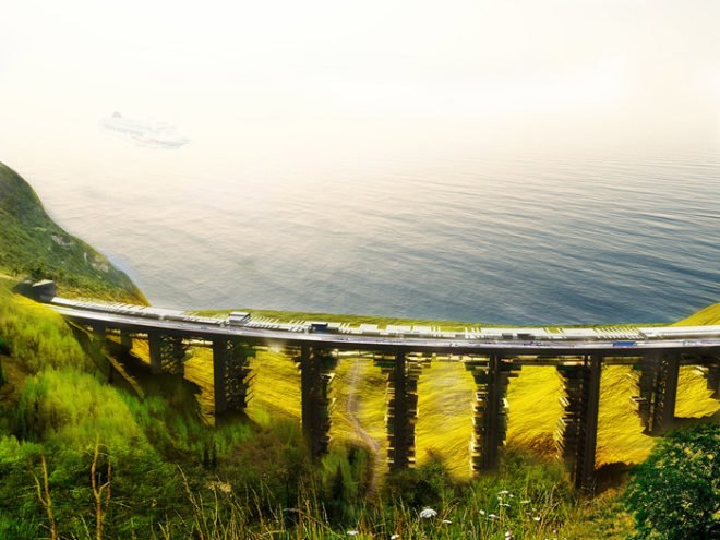 green design, eco design, sustainable design, Salerno-Reggio Calabria HIghway, OFF architecture, PR architect, Samuel Nageotte, eco resort, Italy, Viaduct, Reclaimed viaduct, Geothermic energy, MT. Etna,