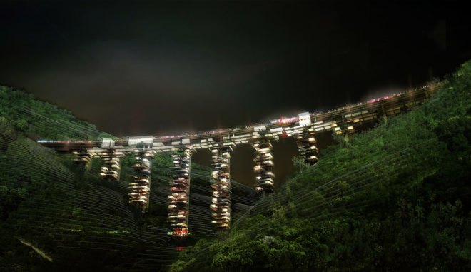 green design, eco design, sustainable design, Salerno-Reggio Calabria HIghway, OFF architecture, PR architect, Samuel Nageotte, eco resort, Italy, Viaduct, Reclaimed viaduct, Geothermic energy, MT. Etna,