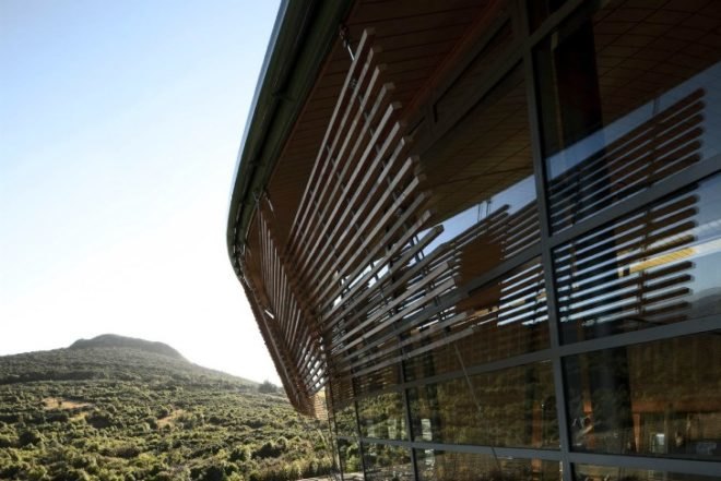 Orokonui Ecosanctuary Visiter Centre, Architectural Ecology, new zealand, nature preserve, shipping containers, local materials, visitor centre