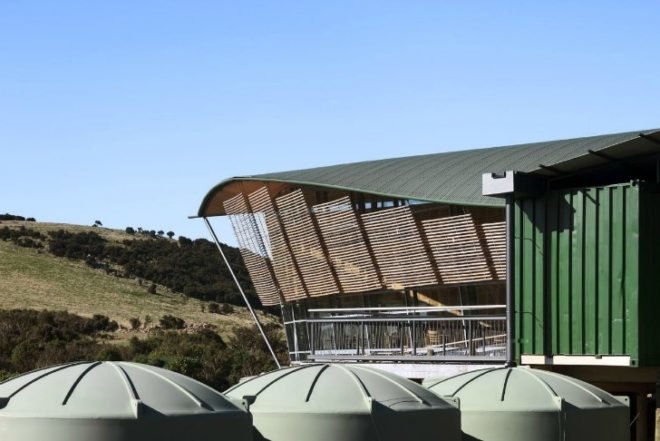 Orokonui Ecosanctuary Visiter Centre, Architectural Ecology, new zealand, nature preserve, shipping containers, local materials, visitor centre