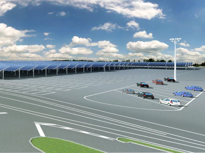 renault, renault automotive, renault solar power, renault renewable energy, renault solar energy, solar roof, large solar roof, solar parking lot, solar power plant, solar panels