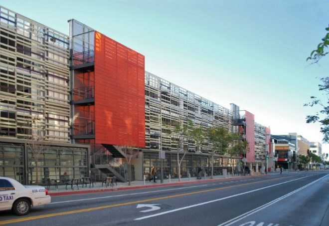 Santa Monica Parking Garages, Brooks + Scarpa, prefab shade screen, parking garage, santa monica, eco renovation