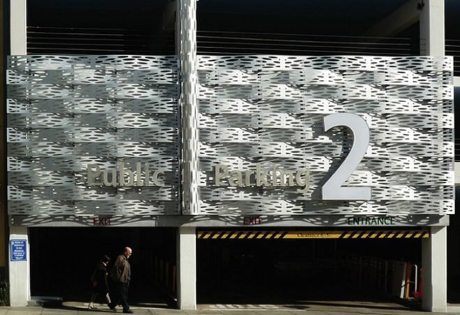 Santa Monica Parking Garages, Brooks + Scarpa, prefab shade screen, parking garage, santa monica, eco renovation