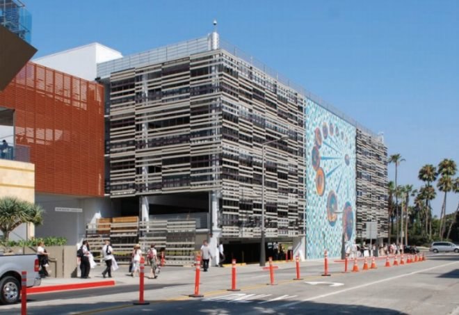 Santa Monica Parking Garages, Brooks + Scarpa, prefab shade screen, parking garage, santa monica, eco renovation
