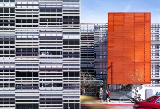 Santa Monica Parking Garages, Brooks + Scarpa, prefab shade screen, parking garage, santa monica, eco renovation