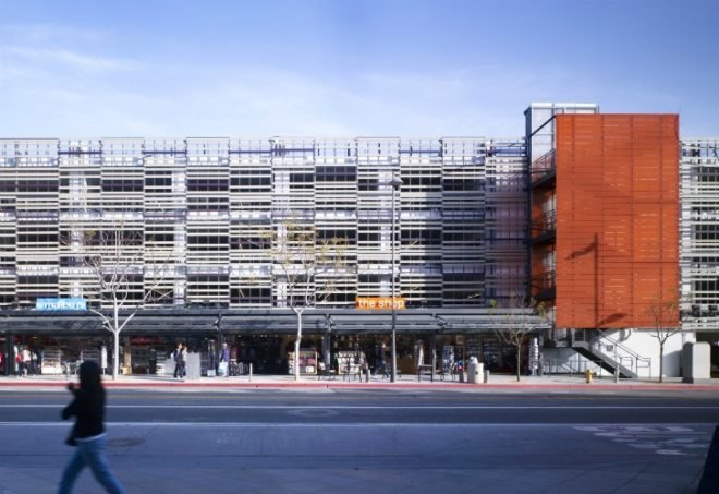 Santa Monica Parking Garages, Brooks + Scarpa, prefab shade screen, parking garage, santa monica, eco renovation
