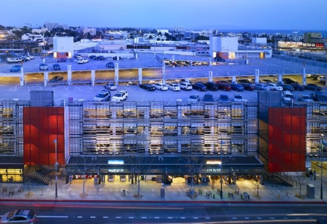 Santa Monica Parking Garages, Brooks + Scarpa, prefab shade screen, parking garage, santa monica, eco renovation