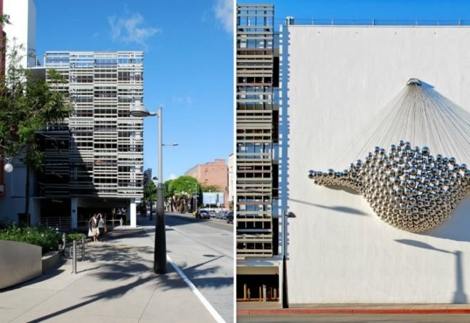 Santa Monica Parking Garages, Brooks + Scarpa, prefab shade screen, parking garage, santa monica, eco renovation