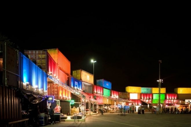 shipping container architecture, cargotecture, shipping container, tim festival, bernardes jacobsen, container installation, eco architecture, sustainable architecture, green architecture, green design, eco design, sustainable design