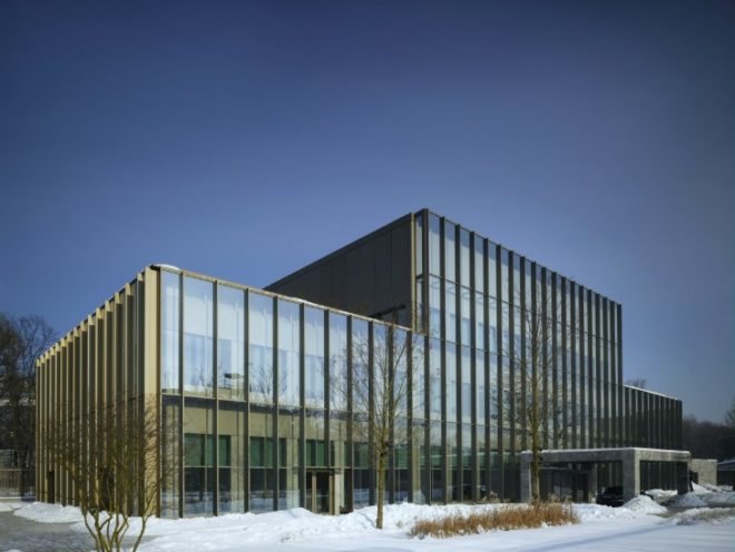 Tony Fretton Architects, British Embassy in Warsaw, double glazed facade, blast-proof facade, poland, embassy, energy efficient design