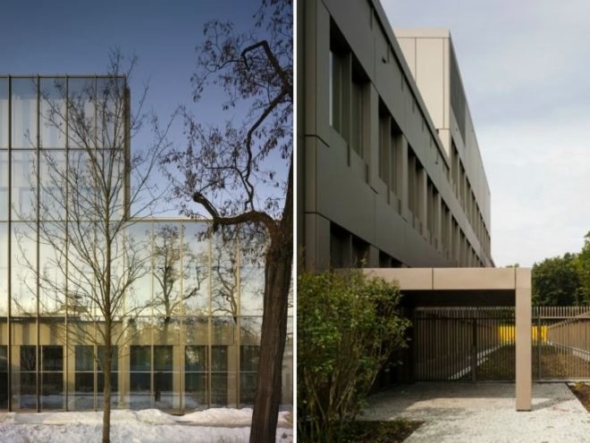 Tony Fretton Architects, British Embassy in Warsaw, double glazed facade, blast-proof facade, poland, embassy, energy efficient design