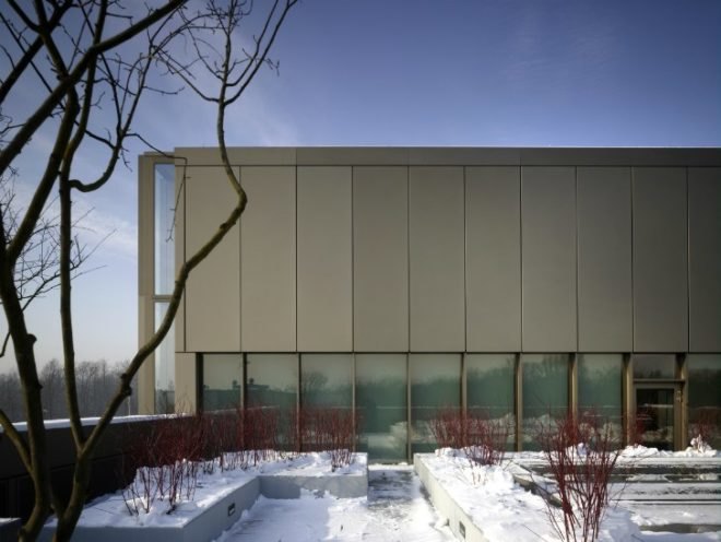 Tony Fretton Architects, British Embassy in Warsaw, double glazed facade, blast-proof facade, poland, embassy, energy efficient design