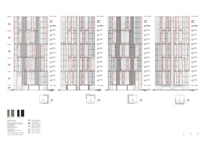 Torre Plaça Europa, R+B Arqts, social housing, barcelona, brise-soleil, recycled materials,