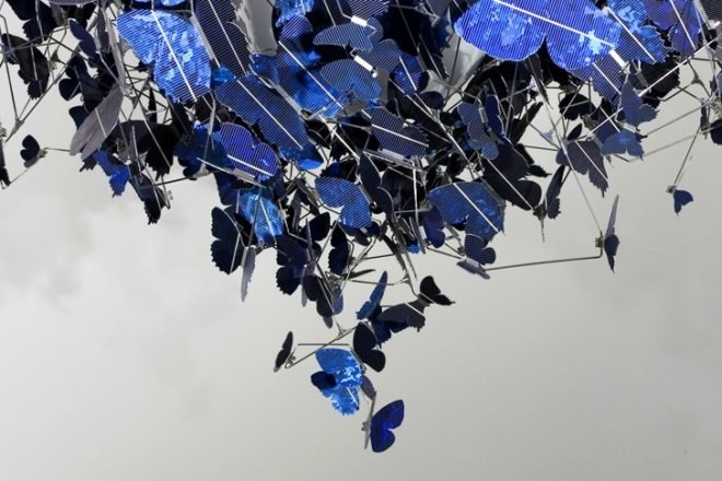 Virtue of Blue, Jeroen Verhoeven, solar chandelier, solar cells, solar butterflies, solar light