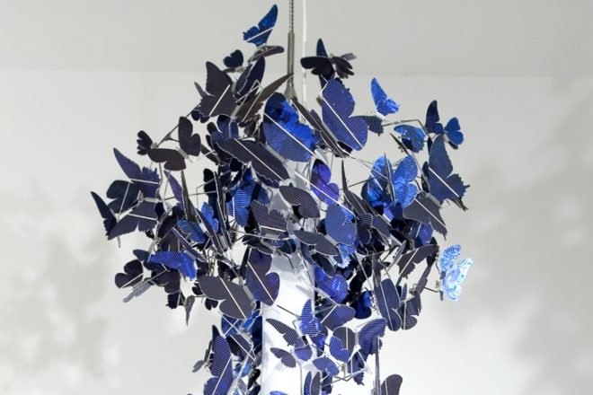 Virtue of Blue, Jeroen Verhoeven, solar chandelier, solar cells, solar butterflies, solar light