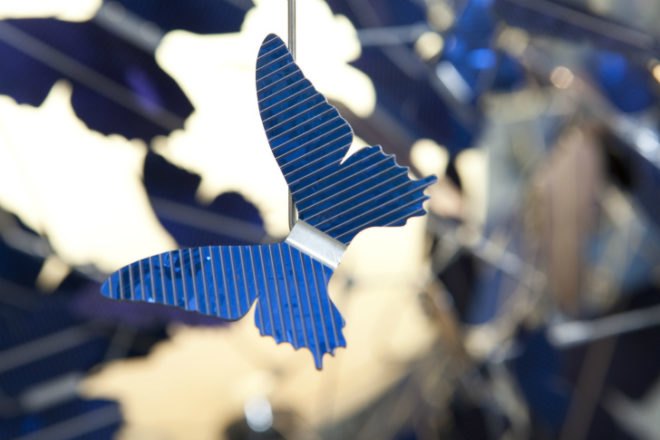 Virtue of Blue, Jeroen Verhoeven, solar chandelier, solar cells, solar butterflies, solar light