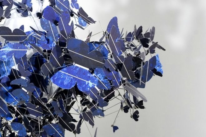 Virtue of Blue, Jeroen Verhoeven, solar chandelier, solar cells, solar butterflies, solar light