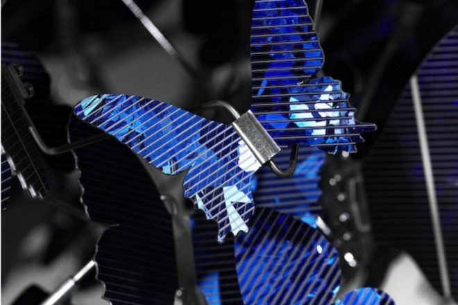 Virtue of Blue, Jeroen Verhoeven, solar chandelier, solar cells, solar butterflies, solar light