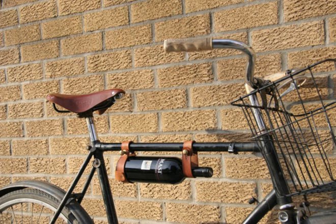 bike beer holder, bike wine holder jesse herbert, green designs, green wine, green products, wine holder, bike storage, bike carriers