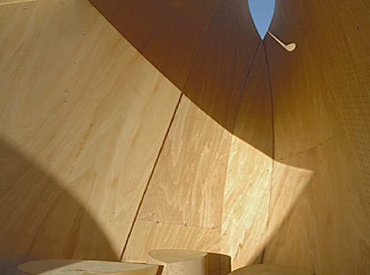 biomimicry, eco-design, green design, temporary shelters, buffalos, winnipeg, patkau, plywood shelters, sustainable design, harsh elements,