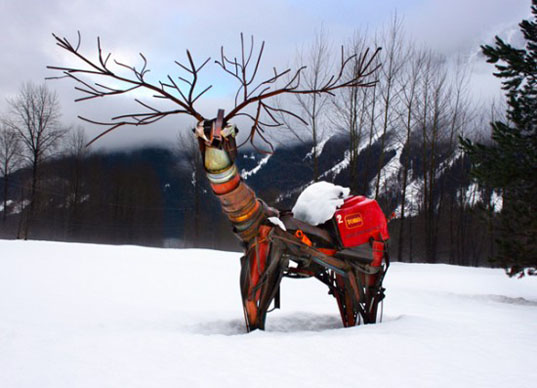 art Canada, eco art, recycled materials art, green art, David Pan, Pemberton BC, Wild Wildlife, recycled materials, animal sculptures, recycled scrap metal, scrap metal art, animal art