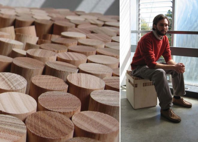 organelle design, dowel stool, dowel stool organelle design, green furniture, model citizens 2011, model citizens new york week design week