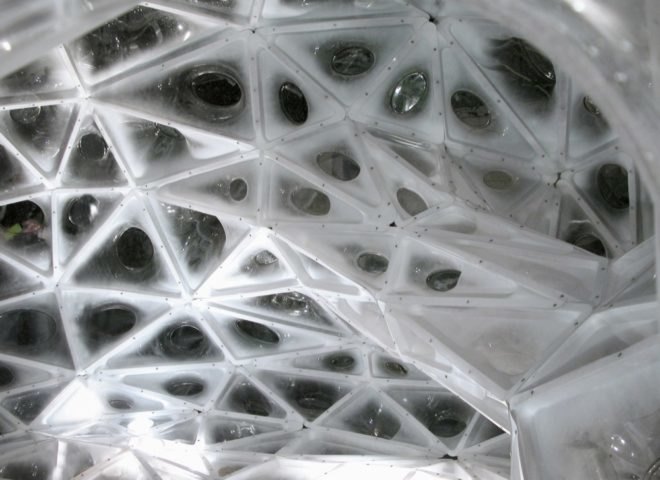 green design, sustainable design, eco-design, recycled materials, plastic, glycol, AIA, gernot riether, architecture, new orleans, pavilion, enclosures, French Quarter, design competition