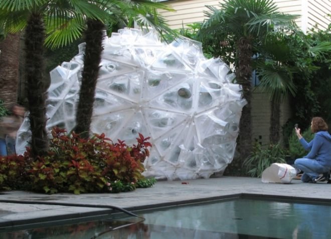 green design, sustainable design, eco-design, recycled materials, plastic, glycol, AIA, gernot riether, architecture, new orleans, pavilion, enclosures, French Quarter, design competition