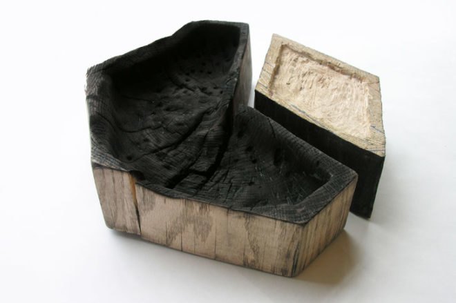 100 mile design challenge, icff, ny design week, sustainable design, environmental design, product design, local resources, mica, university of washington, student work, tree stump bowl, burn, john p mcglew